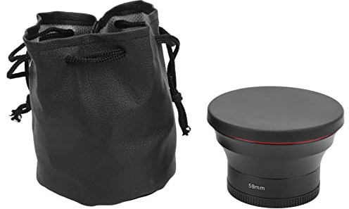 58mm Lente Gran Angular 0.43X con Lente Macro Desmontable, Vidrio Óptico y Montura de Aleación - Ampliación Amplia, Alta Transmisión y Compatible con Objetivos 58mm para