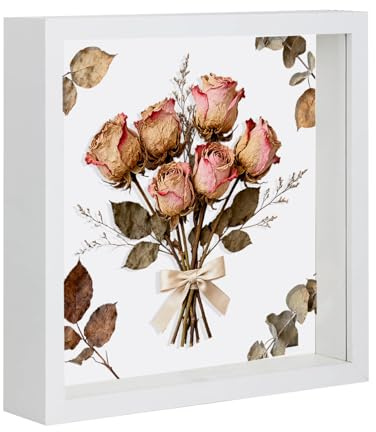 Cadre Photo 3D, Cadre Objet Profond 3 cm, Cadre Photo Profond à Remplir 30 x 30 cm, avec Plaque Acrylique Transparente, cadre photo à Remplir en Bois, Décoration Murale Stéréoscopique, Blanc