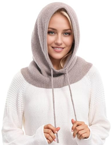 Genérico Bufanda Gorro Mujer,Gorro Mujer Invierno 2 En 1 TéRmicos PasamontañAs CáLido con Bufanda con Capucha para Mujeres Y Hombres Gorro Tejido con CordóN Bufanda Al Aire Libre Diario