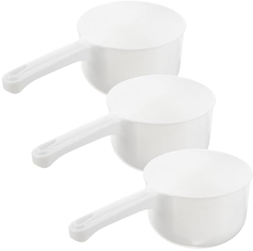 Homoyoyo Cucharón de Agua Espesa 3 Piezas para Baño y Cocina, Pala Multifunción de Plástico Resistente, Diseño Ergonómico, Utensilio Doméstico Práctico para Lavar, Regar y Uso Diario