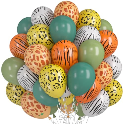 Dschungel Luftballons, 36 Stück Tiere Safari Luftballon, Dschungel Kindergeburtstag Deko, Leoparden Tiger Druck Ballons, Party Zubehör für Kinder Jungen Geburtstags Safari Party