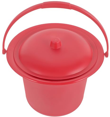 QUMIIRITY Pot de Chambre Rouge Mariage 2 L en Polypropylène Épais Couvercle et Poignée, Crachoir Portable pour Adultes et Bébés, Urinoir Domestique Pratique et Hygiénique, Fournitures