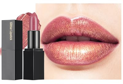 Diamant Glitzer Lippenstift, Plum Creme Glitter Lipstick Makeup für Damen