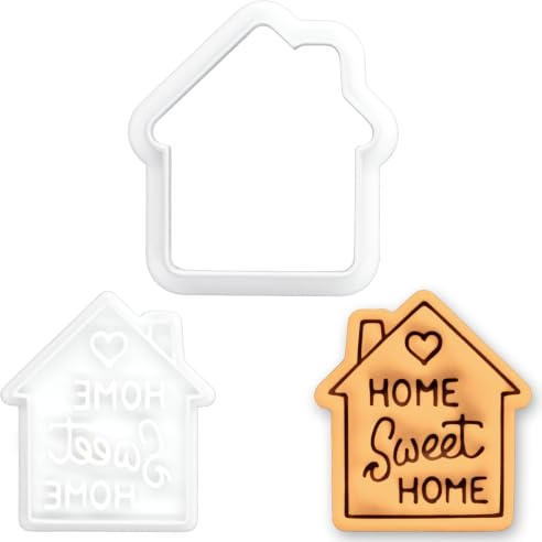 BAKERLOGY Home Sweet Home Mini Keksausstecher & Stempel Set – Haus Ausstechform mit Fondant Prägestempel für Kekse, Einweihung, Neues Zuhause, Erstes Eigenheim, Makler Geschenk