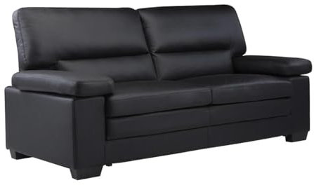 Vente-Unique-Ledersofa 3-Sitzer - Büffelleder - Schwarz - Mimas