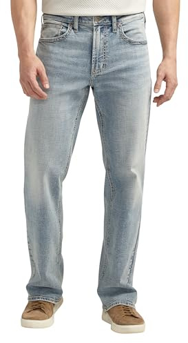 Silver Jeans Gordie Loose Fit Straight Leg Jeans da Uomo, Indaco, W32 / L30