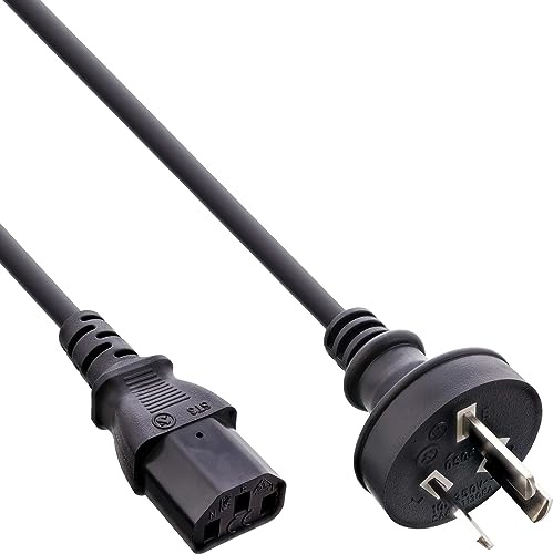 InLine 16650D Netzkabel, Netzstecker Australien/Argentinien auf Kaltgerätestecker C13, 0,5m