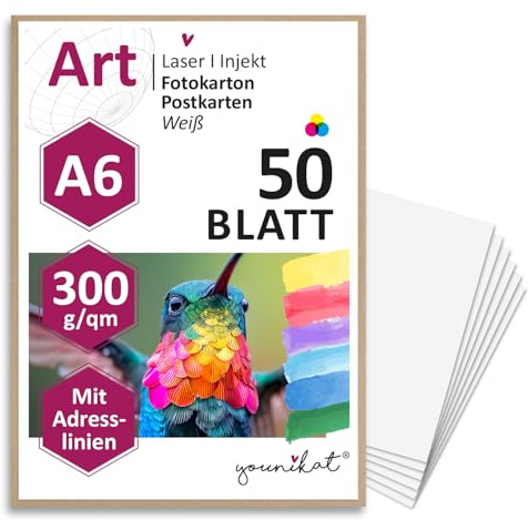 younikat 50 Stück Postkarten DIN A6 blanko Adresslinien 300 g/m² - dv340 | blanko, zum Beschriften, beschreibbare Rückseite, matte Oberfläche