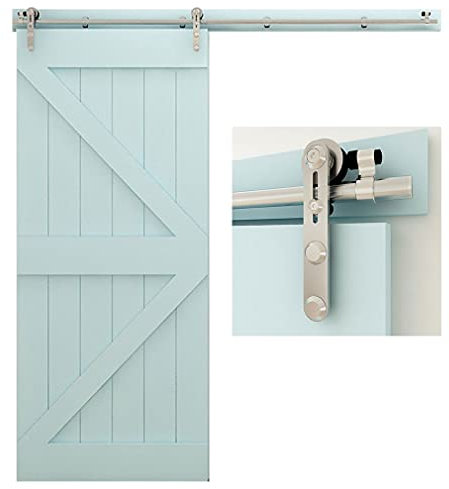 274cm/9FT Edelstahl Laufschiene Schiebetürbeschlag，Innentüren Schiebetürsystem für Schiebetüren, für Holztür-stainless steel sliding barn wood