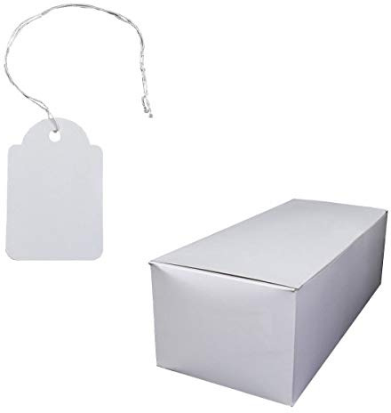 1.000 Hängeetiketten mit Faden Karton 36x53 mm weiss