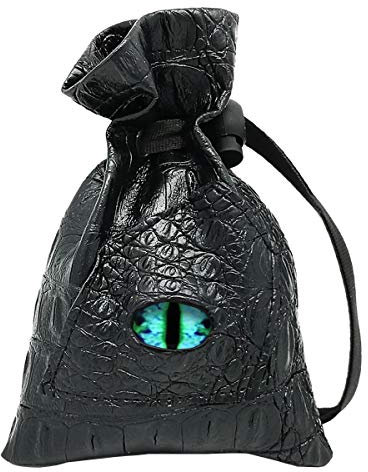 Haxtec Dragon Eye Würfeltasche mit Kordelzug, Leder, DND-Würfelbeutel, Aufbewahrungstasche für D&D-Würfel, Münzen und Zubehör (Eternal-Blue Eye) Patentnummer D893867