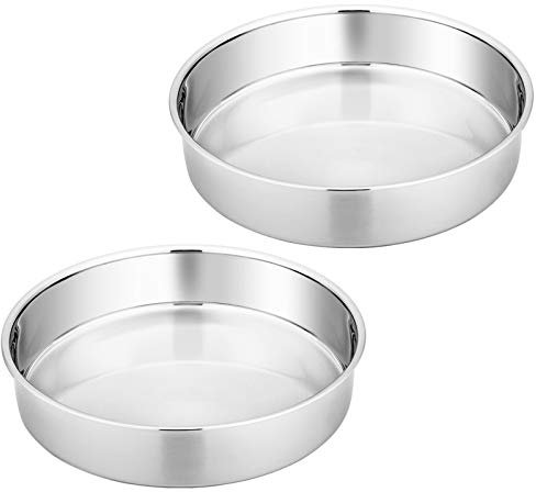 Homikit Backform, Edelstahl Rund Kuchenform Backformen 2er Set, 20 cm, gesund & ungiftig, Hochglanzpoliert, leicht zu reinigen und spülmaschinenfest