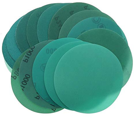 CAIDAI&YL 5-Zoll-Schleifscheiben Nass-Trocken-Polyesterfilm-unterstützte grüne Linie Klett-Schleifpapier für Autolack-Holz- oder Metallschleifen, 1500