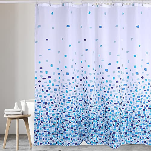 VIROSA Mosaic Blue Shower Curtain for Bathroom Anti Mould, Mildew Resistant | Size 180x180 cm (71 x 71 Inch) | Water Repellant Fabric | 100% Polyster (Mosaic Blue)