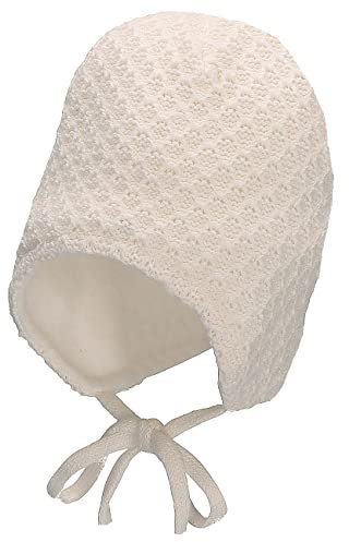 Sterntaler Baby Mädchen Strickmütze Baby GOTS Strickmütze Bindebändern Mütze - Baby Strickmütze - aus Baumwolle mit Bindeband - beige, 37