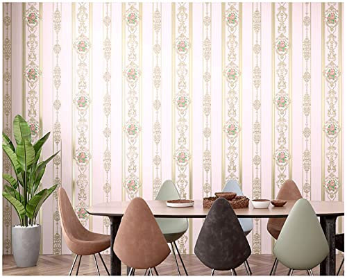 Tapeten Rosa Retro-Stil Fototapete Moderne Tapete Wanddeko Vliestapete Wohnzimmer Schlafzimmer Selbstklebende Tapete TV Hintergrund Wallpaper53x300cm(Breite x Höhe)