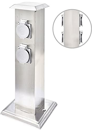MOONAIRY Pilier de Prise de Jardin Acier Inoxydable Colonne d'énergie de Jardin pour l'extérieur Borne Jardin Électrique Bloc Prises de Jardin Extérieures