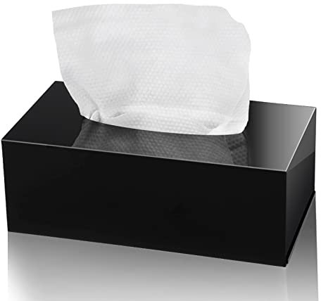 Handgefertigt Tücherbox aus Acryl 25×13×9cm Kosmetiktücherbox Rechteckige,Tissue Box für Esszimmer,Büro,Auto,Badezimmer (Schwarz)