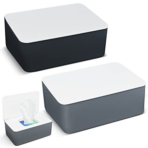 2 Stück Feuchttuch Box Feuchttücher Box Baby, Toilettenpapier Box Serviettenbox mit Deckel Feuchtes Toilettenpapier Aufbewahrungsbox, Kunststoff Tissue Serviettenbox für Zuhause, Büro