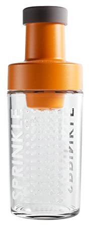 Sugar Dispenser Bottle - Glass Sugar Shaker for Coffee, Cereal, Tea & Baking with Pouring Spout and Lid, 8.5oz Glass Bottle Sugar Dispenser Pitcher, Orange