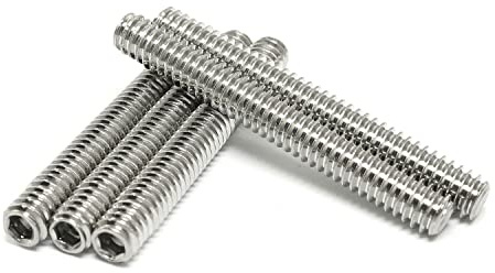 Pro Bamboo Kitchen 5pcs 1/4-20 x 2 Hexagon Hex Socket Set Screws 304 Stainless Steel Full Thread Cup Point Grub Screws