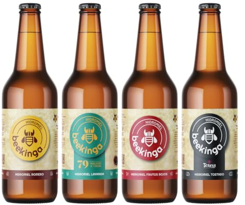 Pack Degustación Hidromiel Beekinga de 6 botellines de 33cl. 2 botellines de Romero, 1 botellín de Lavanda, 1 botellín Tostado y 2 botellines de Frutos Rojos