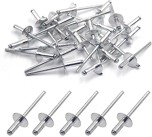 BESTYCHAO 50 st persiennnitar i aluminium med stor fläns 4 mm x 12 mm, förpackning med 50 (silver)