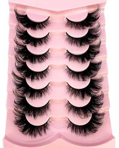 HBZGTLAD 3d Fluffy Mink Lashes Eyelashes Thick Long Faux Mink Eyelashes Long Lasting Dramatic Cat Eye Lashes 5D Volume lashes Extension (015)