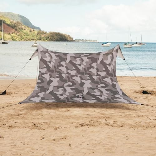 Neso Jätte strand Tents tält, 2,5 m (8 fot) höjd, 3,4 m (11 fot) x 3,4 m (11 fot), förstärkta hörn och en kallare ficka (grå kamouflage)
