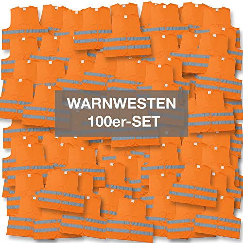 4business 100 x Auto Warnweste orange Erwachsene Unisize EN ISO 20471 | Klasse 2, TÜV-geprüft, waschbar, reflektierend, Qualitätswarnweste