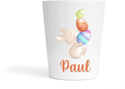 Gobelet Enfant Personnalisé – Incassable en Polymère – Motif Petit Lapin & Œuf + Prénom – Idéal École, Bébé, Enfant, Cadeau Pâques