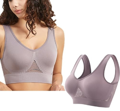 Soutien-Gorge Quotidien Doux Femmes Bretelles Brassière sans Couture avec Coussin Amovible Rembourré Respirant (FR/ES, Alpha/Lettres, Taille Unique, TTG, Taille Normale, Taille Normale, Violet)