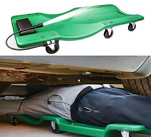 Chariot de mécanicien roulant en plastique pour garage, atelier de réparation automobile et domestique, avec appui-tête rembourré et deux plateaux à outils, pour atelier de réparation automobile à do