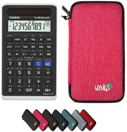 Casio fx-82 Solar II Taschenrechner inklusive Schutztasche von WYNGS in Pink - Basic Set