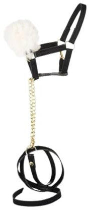 Panduro Hobby Horse Lederhalfter mit Griff, schönem Flaum und Goldener Passform Steckenpferdzubehör- Halfter für Steckenpferde