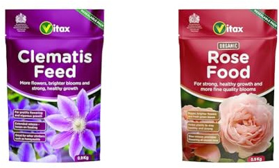 Vitax Ltd Clematis Feed 0.9KG Resealable Pouch & 6ORF901 Vitax Organic Rose Feed 0.9KG Resealable Pouch
