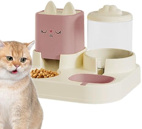Distributeur Croquettes Chat, Chien Automatique, Lot De 2 Distributeurs d'eau Automatiques pour Chat Gamelle À Nourriture Et À Eau pour Animaux De Compagnie pour Chiot, Chaton,1.8l/2.2L