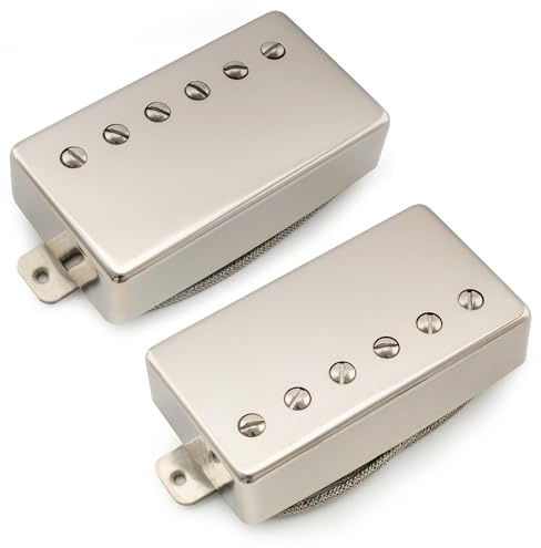 Musiclily Pro LP-CBLA Covered Alnico 5 Humbucker Tonabnehmer Set Nickel | Hals Steg Pickups 7,6K/8,8K,für LP SG Style E-Gitarre