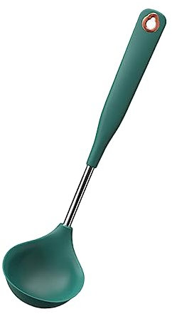 Cabilock Cucharón De Sopa De Silicona Antibacteriano Mango Largo De Acero Inoxidable, Resistente y Antiadherente, Para Uso Doméstico Cocina y Servir, Ligero y Práctico