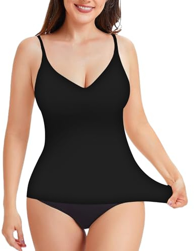UILYNIU Canotte Intime Donna, Canotta Contenitiva e Modellante Intimo Senza Cuciture, Shapewear, Avvolgente Canottiera Donna, Canotta Donna Spalline Sottili, Senza Cuciture Canotta Intima (Nero)