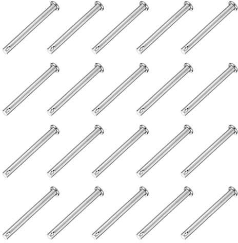 QUARKZMAN 20 Stück Steckbolzen M6 x 60mm Einloch Splintbolzen, 304 Edelstahl Flachkopf Anhängersplintbolzen für Anhängerriegel, Mechanikerreparatur, Möbelinstallation, Industrieanlagen