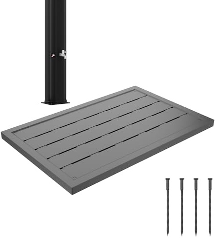 FIVMEN Golvelement plast för soldusch, trädgårdsdusch, utomhusdusch, golvplatta, halkfri UV-skydd, golvplattor, duschgolv för pooldusch, spoollstege, 100 x 65 x 4 cm