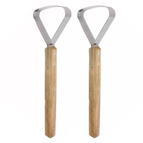 Piceioep 2 Pcs Raschietto Artigianale In Pelle Affettare Strumento Taglierina In Pelle Taglio Strumento Manico In Legno Pelle Strumento Per Pelle
