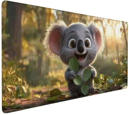 Grau Mauspad XXL 600 x 300 x 3 mm Groß Gaming Mauspad Koala Design Vernähte Kanten, mit Rutschfeste Gummiunterseite, Verbessert Mouse Präzision und Geschwindigkeit für Gaming Laptop Büro Zuhause X-759