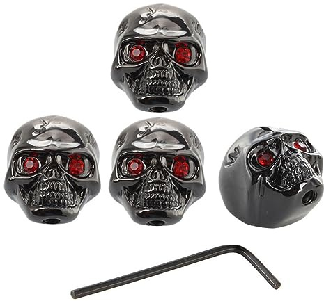 Metall Totenkopf Knauf für E-gitarre und Bass Schwarz Halloween Party | Inklusive Inbusschlüssel, Leicht zu Montieren, Zubehör für Ersatzteile, 4 Stück