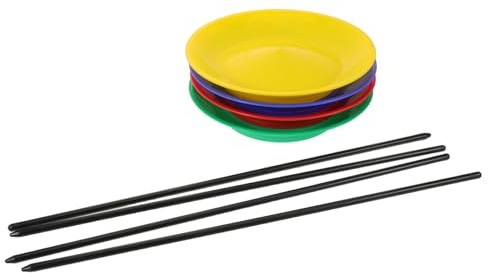 FUNNETOYU Juego De Platos Giratorios para Malabares Infantil con Palos De Plástico, 4 Colores (Rojo, Azul, Amarillo, Verde), Set De Malabares para Espectáculos De Circo y Desarrollo De Habilidades