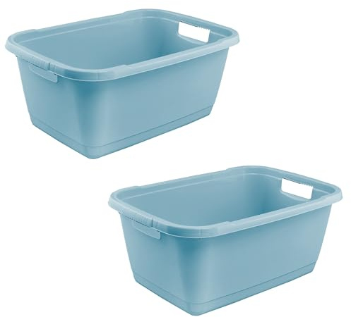 keeeper aenna 2x Wäschewanne, Stabiler Kunststoff, 52 l, Nordic Blue