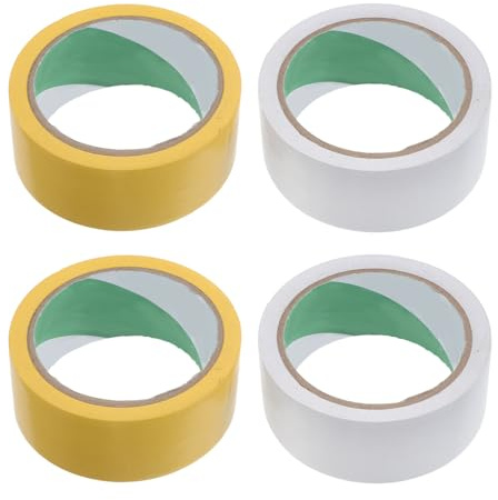TOKIDNY Nastro per Marcatura del Campo Sportivo 4 CM X 175 M Nastro Adesivo Giallo e Bianco per Delimitazione Campi da Pickleball e Basket Set 4 Pezzi per Uso Interno ed Esterno