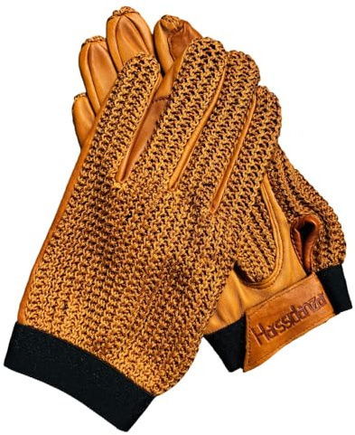 Harssidanzar Guantes de equitación, genuino cuero de oveja malla transpirable, ligero y cómodo, guantes de equitación DM303