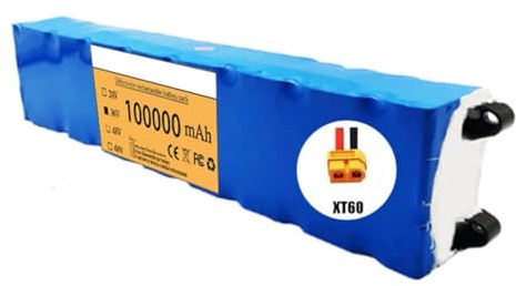 Batería para Bicicleta Electrica 36V 100AH Batería De Litio De Repuesto para Patinete Eléctrico con Cargador Batería Impermeable con Placa De Protección Integrada XT60